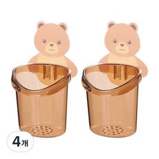 곰 칫솔 치약통, 브라운, 4개