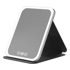 LED摺疊化妝鏡, 五段調節, 三種光源, Type-C充電, 黑色, 1個