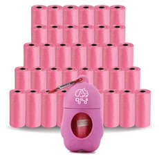 멍냥 반려동물 휴대용 배변봉투 케이스 + 리필봉투, 핑크, 735개