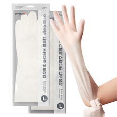 브릭글로 오브제포키친 질긴 니트릴 고무장갑, 클리어화이트, 대(L), 2세트