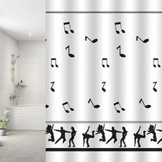 썬데코 패브릭 방수 샤워커튼 뮤직 180 X 180 cm, 1개