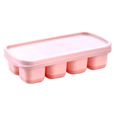 按壓冰塊盒 帶蓋製冰盒 Set 4, 蜜桃粉, 14.2 x 7.2 x 3.5cm, 4個