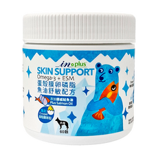 in plus 贏 蛋殼膜卵磷脂 舒敏配方 犬用 Omega-3 + ESM 添加魚油 60顆, 皮膚/毛髮, 1罐