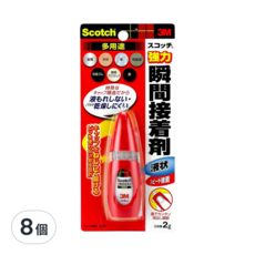 3M Scotch 多用途強力瞬間膠接著劑, 液狀速乾型, 適用多種材質, 瓶身設計易擠壓, 8瓶