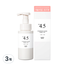 해피바스 PH4.5 약산성 로즈 버블 여성 청결제, 3개, 250g