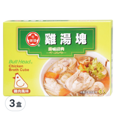 牛頭牌 雞湯塊 雞肉風味 6入 Set, 66g, 3盒