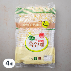맑은물에 더 아삭한 숙주나물, 1kg, 4개