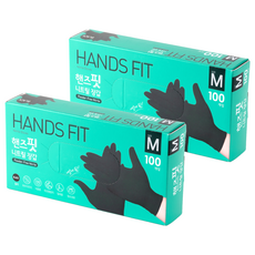 핸즈핏 니트릴 장갑, 블랙, 중(M), 2개 블랙, 중(M), 2개