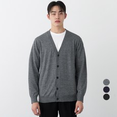 CARET 男款 素色開襟針織衫, L-XL, 灰色