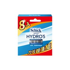 Schick 舒適牌 HYDRO 5水次元5刮鬍刀頭 8入組, 5枚刃, 適用一般肌膚, 8入, 1組
