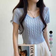 꽈배기반팔니트