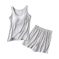 NEW FORCE 女款 莫代爾 Bra 背心短褲套裝, 自帶胸墊 居家服, 2XL, 灰色