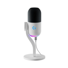 羅技G YETI GX USB麥克風 - 白色，動態RGB遊戲麥克風，具備LIGHTSYNC功能，可拆卸桌面立架