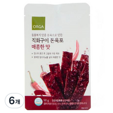 올가 직화구이 돈육포 매콤한맛, 50g, 6개