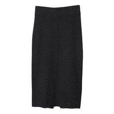 시크블랙 웰리스 울 니트 골지 뒷트임 스커트 cpsk4187k1b