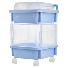 移動式方型收納2層長方形整理箱, 藍色, 1個