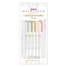 ZEBRA 斑馬牌 MILDLINER 雙頭柔性螢光筆, 淡色系設計，記號清晰不刺眼 5色, 5支