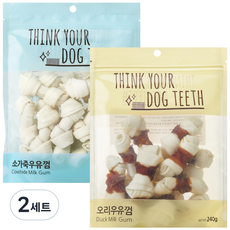 Think your dog teeth 소가죽 18p + 오리 15p 세트, 소가죽, 오리, 240g, 2세트