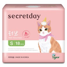 secretday NEW Love超薄吸收衛生棉 翼型, 1組, 小型, 18入