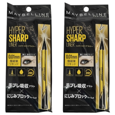 MAYBELLINE 媚比琳 超激細抗暈眼線液 抗手震版 0.01mm 極細筆 防水抗暈 深邃立體眼神, 黑色, 2支