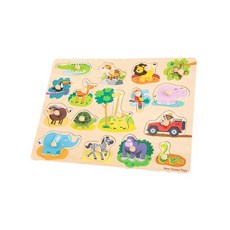 New Classic Toys 寶寶 木製拼圖 Set 16片, 野生動物主題, 野生動物, 1入