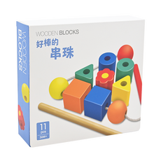 上人文化 好棒的串珠, 原木積木玩具 11件組 36M+, 8歲以上, 1盒