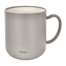 FaSoLa 日式仿陶瓷雙層朝暮口杯 漱口杯 灰色 - 2組, 350mL, 2個