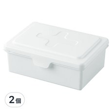 inomata 掀蓋式濕紙收納盒, 內外蓋雙層設計, 物品不易髒污, 也可當作嬰兒濕紙巾和口罩收納盒, 白色, 2個