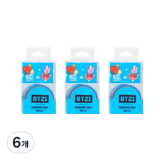 라인프렌즈 BT21 마스킹테이프 30mm, 블루, 6개