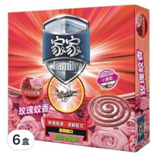 家家 玫瑰蚊香, 有效驅趕小黑蚊, 120g, 6盒
