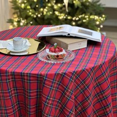 맑음 크리스마스 감성 식탁보, 레드체크, 140 x 200 cm