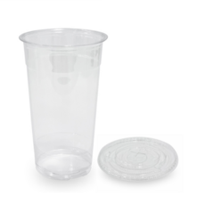 투고팩 투명 PET 아이스컵+평뚜껑, 1L, 1개입, 1세트 1개입, 50세트, 1000ml