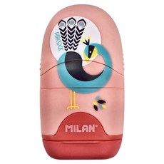 MILAN 太空膠囊橡皮擦 + 削筆器, 孔雀, 1個
