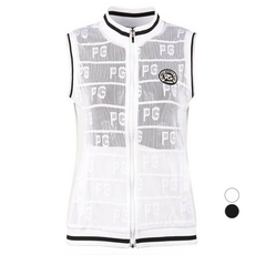 luxgolf 女款全拉鍊PG圖案網狀背心背心 JB4S510W