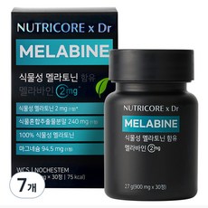 뉴트리코어 x Dr 식물성 멜라토닌 함유 멜라바인 27g, 30정, 7개