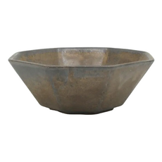 CHIPS Ancient Pottery 古董風八角點心碗 13.5x5cm 400ml 日本製, 古銅色, 1個