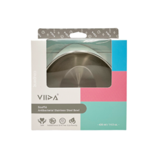 VIIDA Soufflé 抗菌不鏽鋼餐碗, 430ml/14.5oz, 食品級矽膠蓋, 湖水綠, 1個