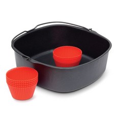 필립스 에어프라이어 베이킹 트레이 + 실리콘 머핀컵 9p + 레시피북 세트, HD9945/01, 혼합색상