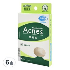 MENTHOLATUM 曼秀雷敦 Acnes 痘痘貼 金盞花 綜合型 Set, 極緻薄0.02cm, 26入, 親水性敷料, 隱形設計, 防水防汗, 26片, 6盒