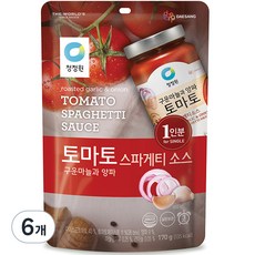 청정원 토마토 스파게티소스 싱글파우치, 170g, 6개