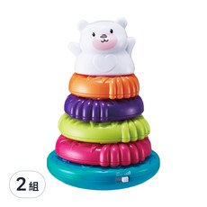 CuteStone 幼兒學習聲光三合一疊疊圈搖鈴玩具，音樂播放，套圈圈遊戲，認識形狀，辨別顏色, 2組