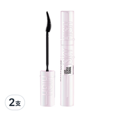 MAYBELLINE 媚比琳 飛天翹睫毛底膏，打造透明感眼神，自然根根分明，搭配睫毛膏使用更飛翹纖長, 透明黑, 2支