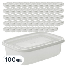 NS 사각 죽용기1050ml, 100세트, 용기 + 뚜껑 100세트, 죽용기 + 뚜껑