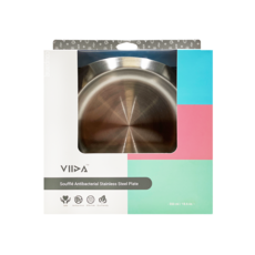 VIIDA Soufflé 抗菌不鏽鋼餐盤, 304L抗菌不鏽鋼, 食品級PP, 食品級矽膠, 寶貝藍, 550ml, 1組