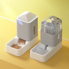 Kind Myzzoo 半自動寵物飲水器+餵食器組, 灰色