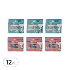 피너츠 스누피 뜯어쓰는 마스킹 테이프 90 x 90 mm 2종, 혼합색상, 12개