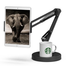 코끼리리빙 탁상용 원형 태블릿 거치대, 블랙