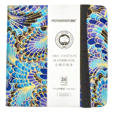 POTENTATE 遵爵 全棉手帳本, 100%棉, 24張, 300g中粗紋, 12x12cm, 禪風, 1本