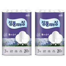 잘풀리는집 명작 순수 3겹 고급롤화장지, 30m, 30개입, 2개 30롤, 2팩