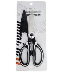 미미앤오 고기 김치 절삭력 좋은 안전캡 싹둑 주방가위, BLACK, 1개
